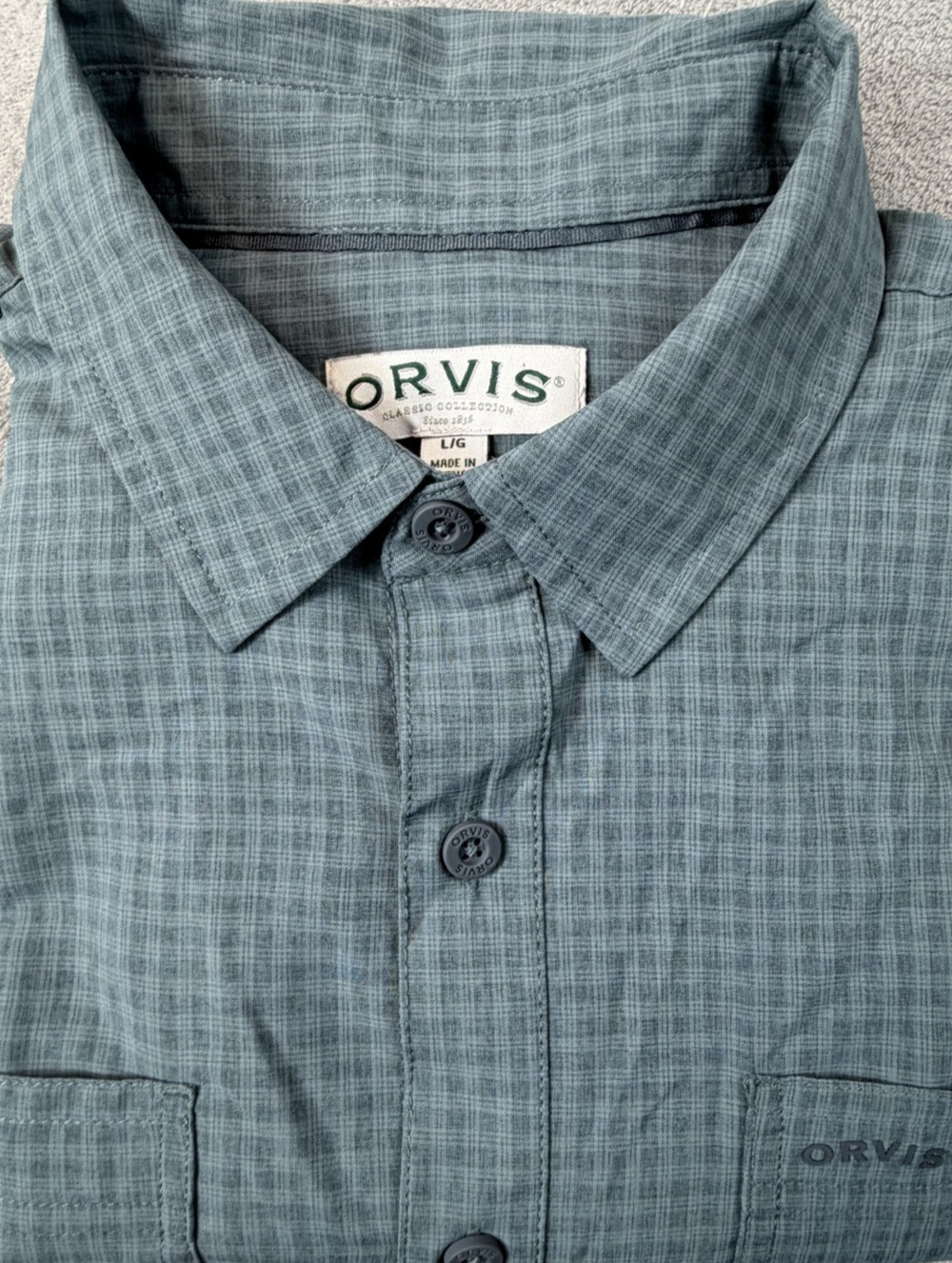 Orvis Fishing Shirt Men's Outdoor Classic Collection L Green Button Up Pockets